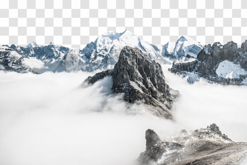 Mountain Snow Fog Cloud Landform - Snowy Landscape Transparent PNG