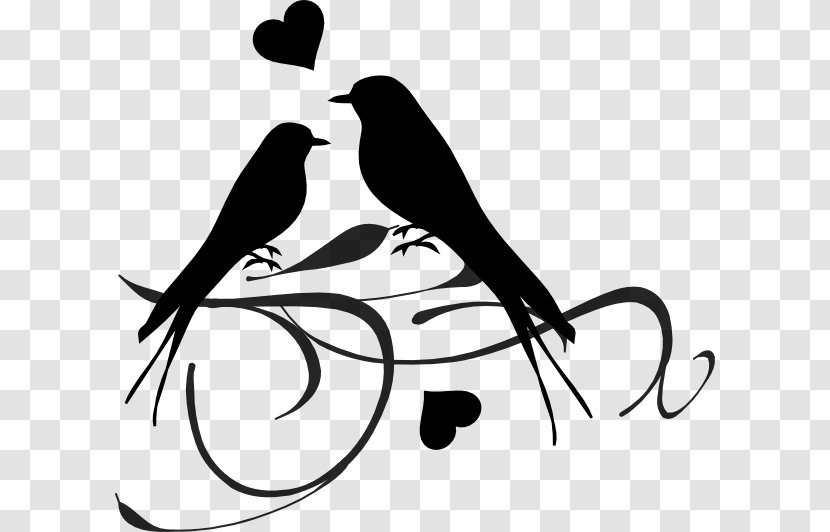 Lovebird Wedding Clip Art - Silhouette - Newlyweds Illustration Transparent PNG