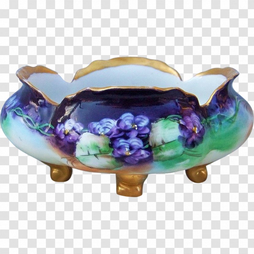 Ceramic Bowl - Purple - Hand Painted Transparent PNG