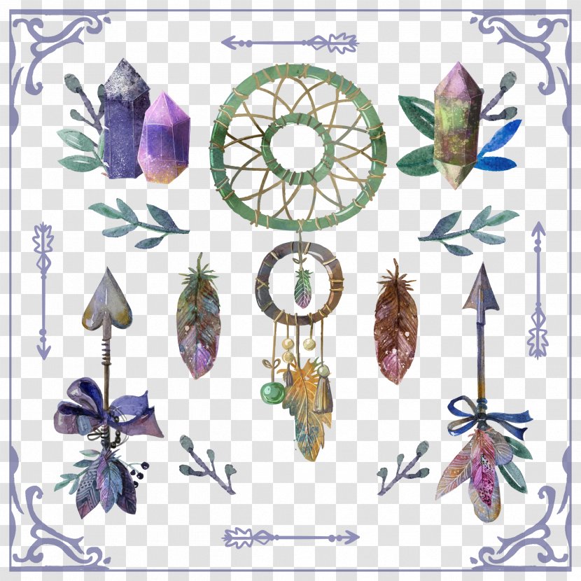 Dreamcatcher Necklace Boho-chic Vector Graphics Bohemianism - Watercolor Painting - Boho Bird Transparent PNG