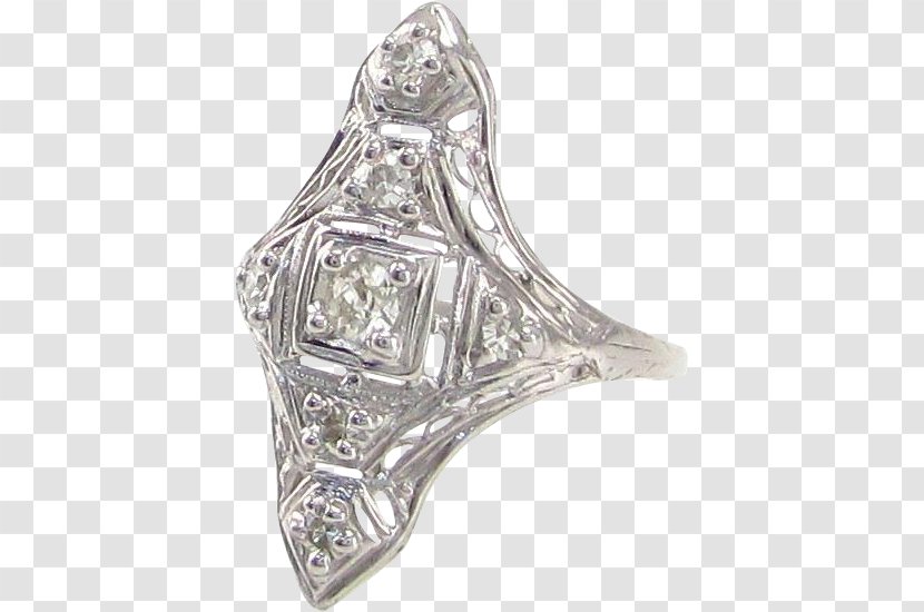 Silver Ring Body Jewellery Diamond - Dimond Filigree Transparent PNG
