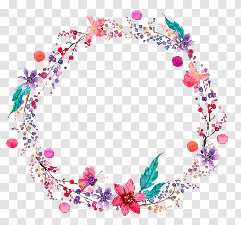 Watercolor Painting Flower - Necklace - Floral Wreath Transparent PNG