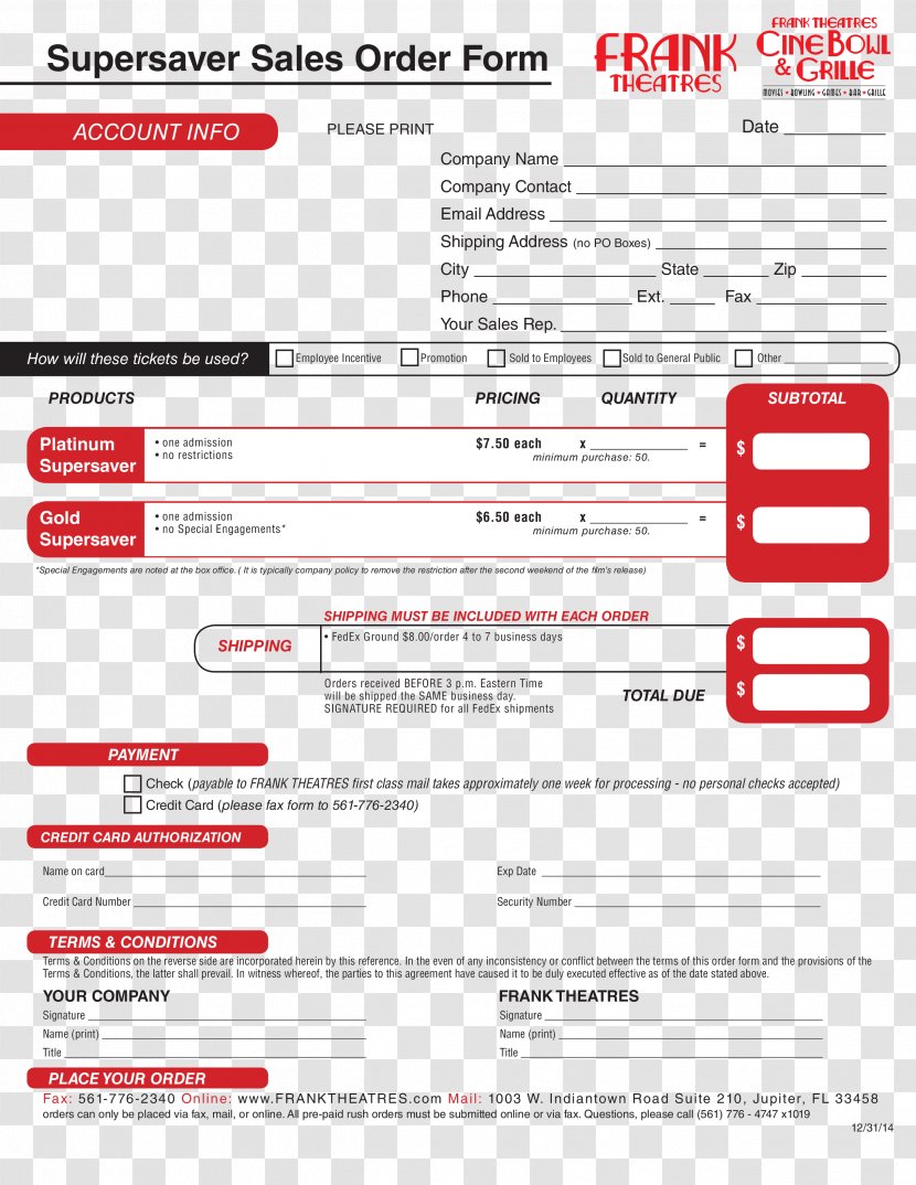 Sales Order Template Form Web Page - Poster - FOrm Transparent PNG