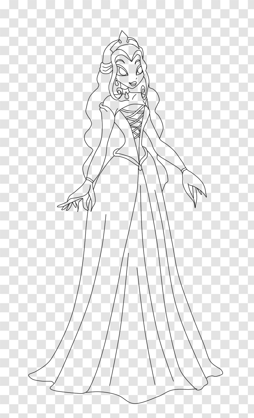 Drawing Line Art Dress Sketch - Fairy - Thea Queen Transparent PNG
