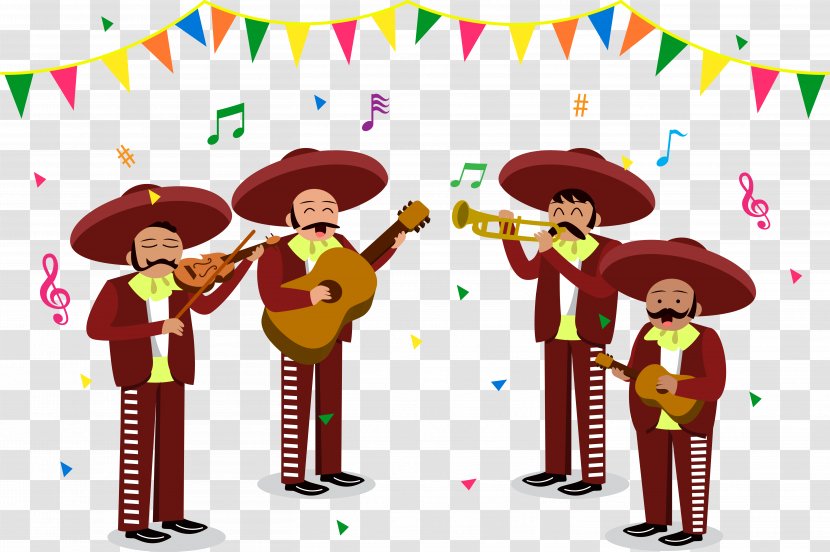 Mariachi Mexicans Illustration - Tree - Band Playing Vector Transparent PNG