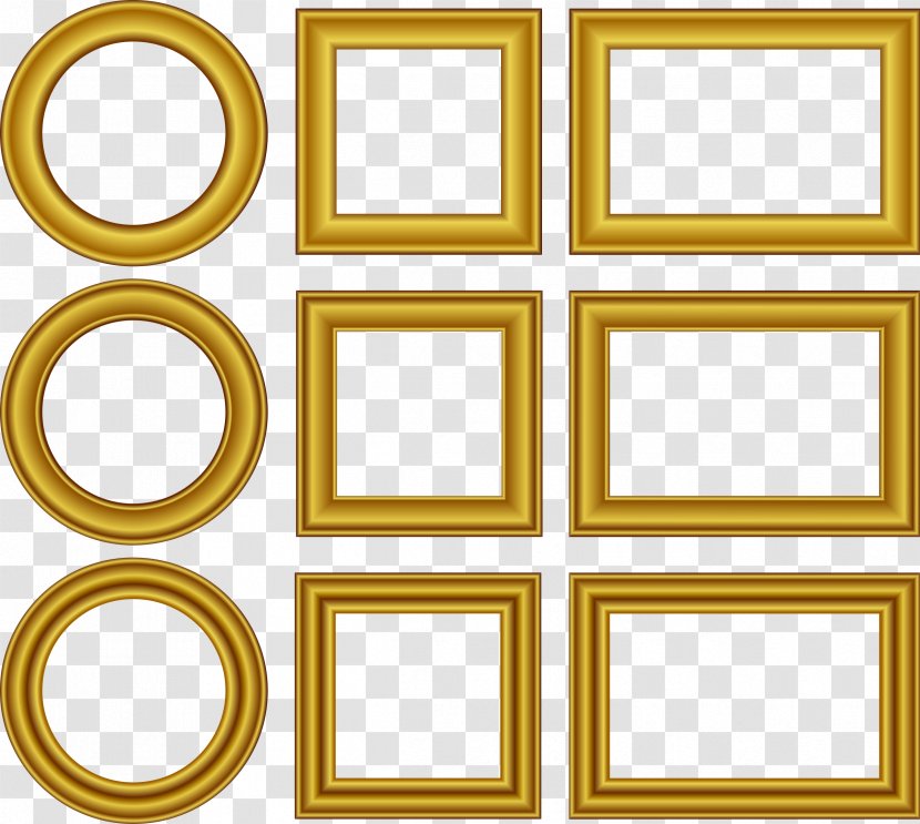 Picture Frames Art Ornament Clip - Area - Gold Border Transparent PNG