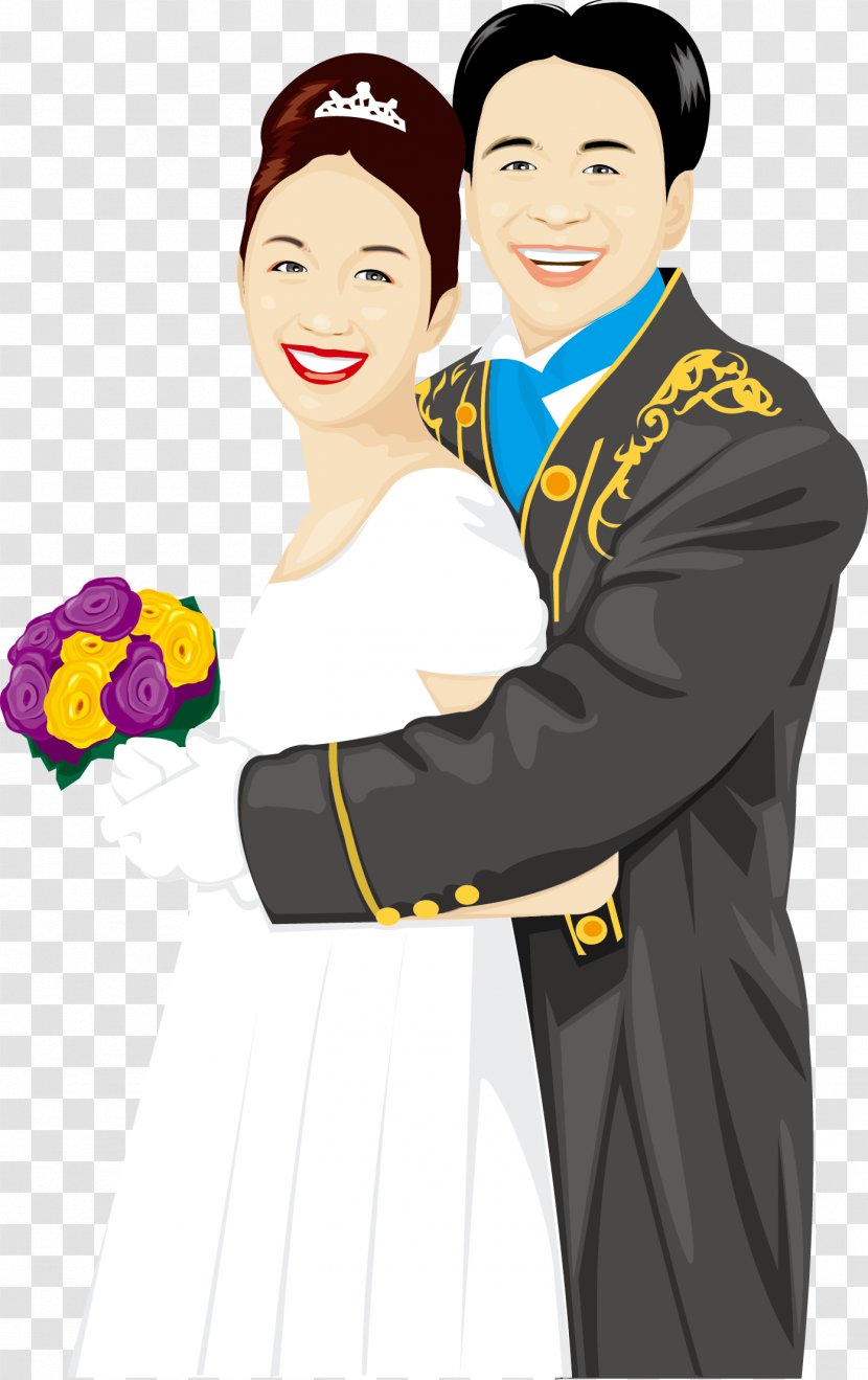 Cartoon Couple Illustration - Watercolor - Vector Wedding Transparent PNG