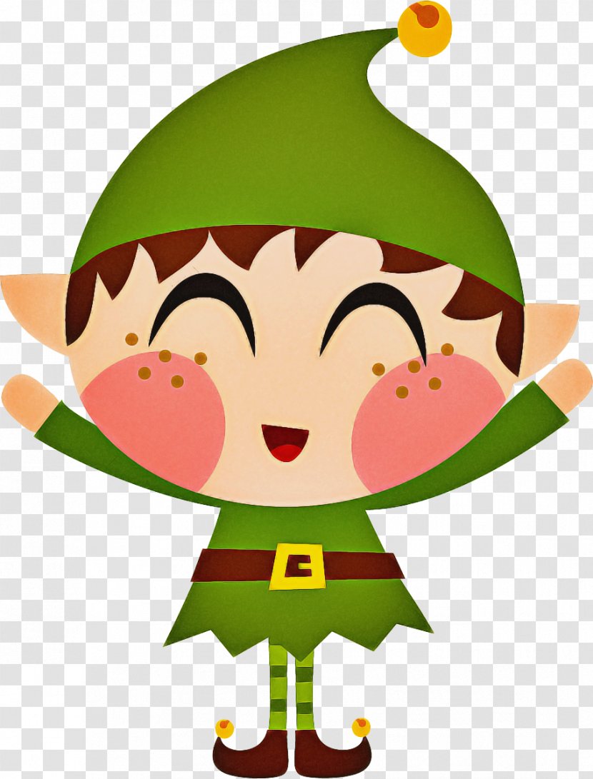 Christmas Elf Cartoon - Green Transparent PNG