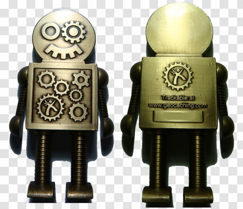 Bronze Robot Metal Geocoin Gold - Vitreous Enamel - Steampunk Transparent PNG