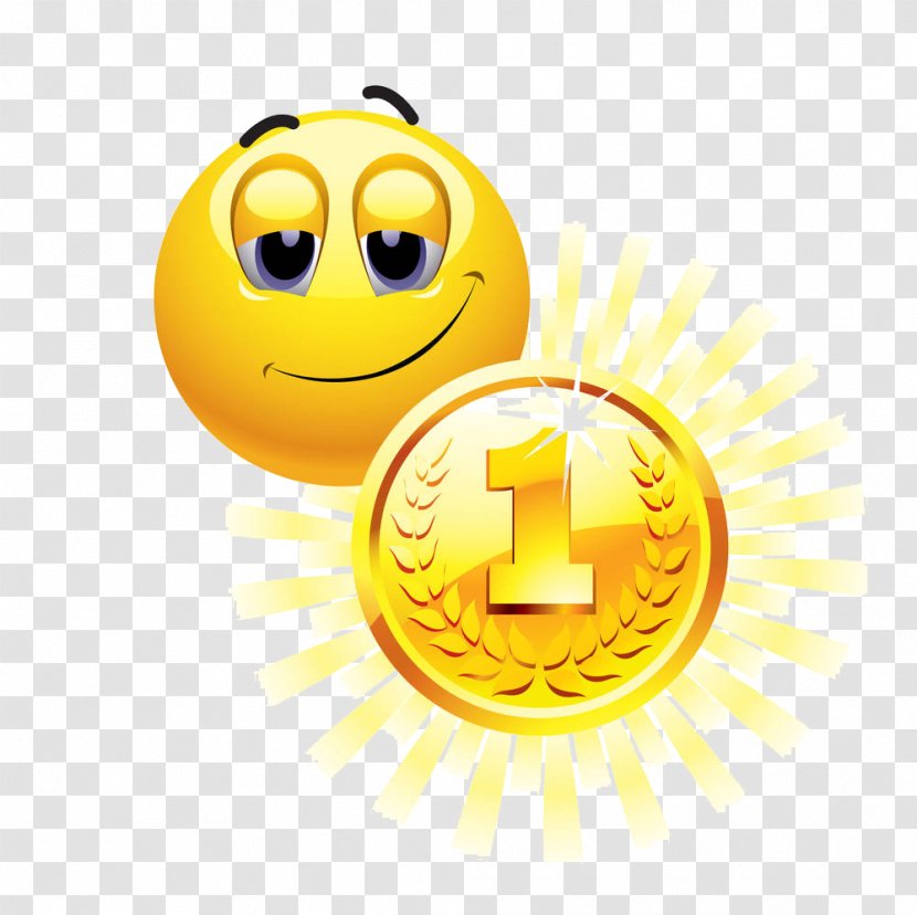 Smiley Emoticon Symbol Stock Photography Clip Art - Yellow - First Medal, Pride, Forehead, Smile Transparent PNG