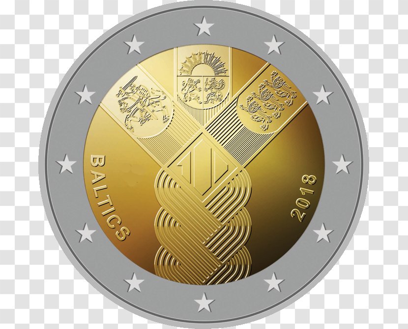 2 Euro Coin Estonia Coins Latvia - Money Transparent PNG