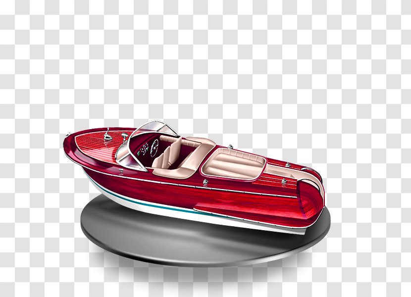 Motorboat Watercraft - Red - Simple Boat Decoration Pattern Transparent PNG