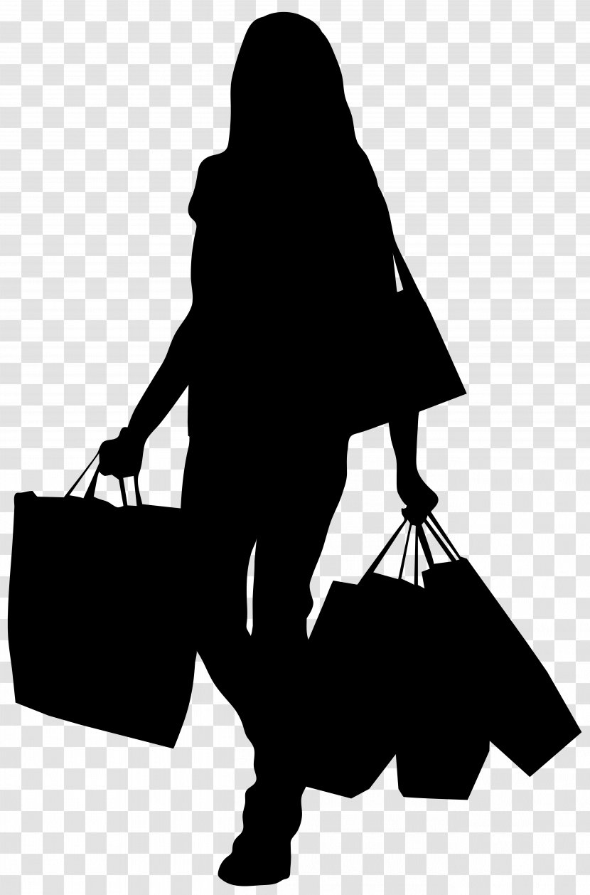 Shopping Bag Clip Art - Cart - Female Silhouette With Bags Image Transparent PNG