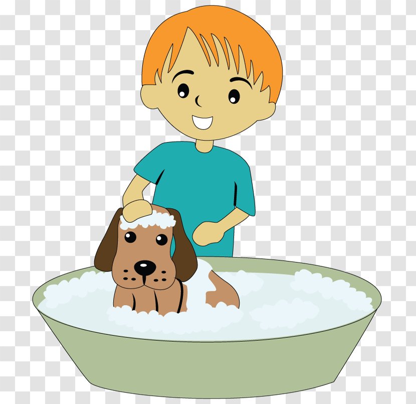 Dog Grooming Puppy Bathing Clip Art - Boy Transparent PNG