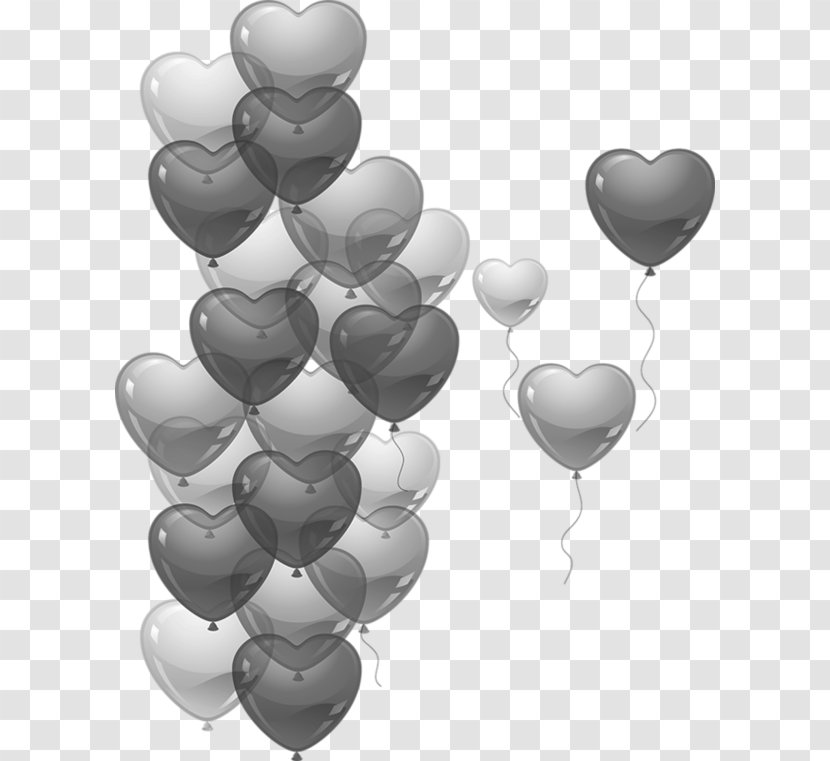 Heart Balloon Clip Art - Black And White Transparent PNG
