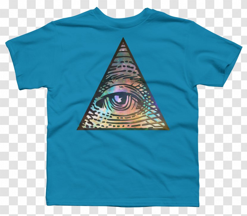 T-shirt Triangle Illuminati Font - Aqua Transparent PNG
