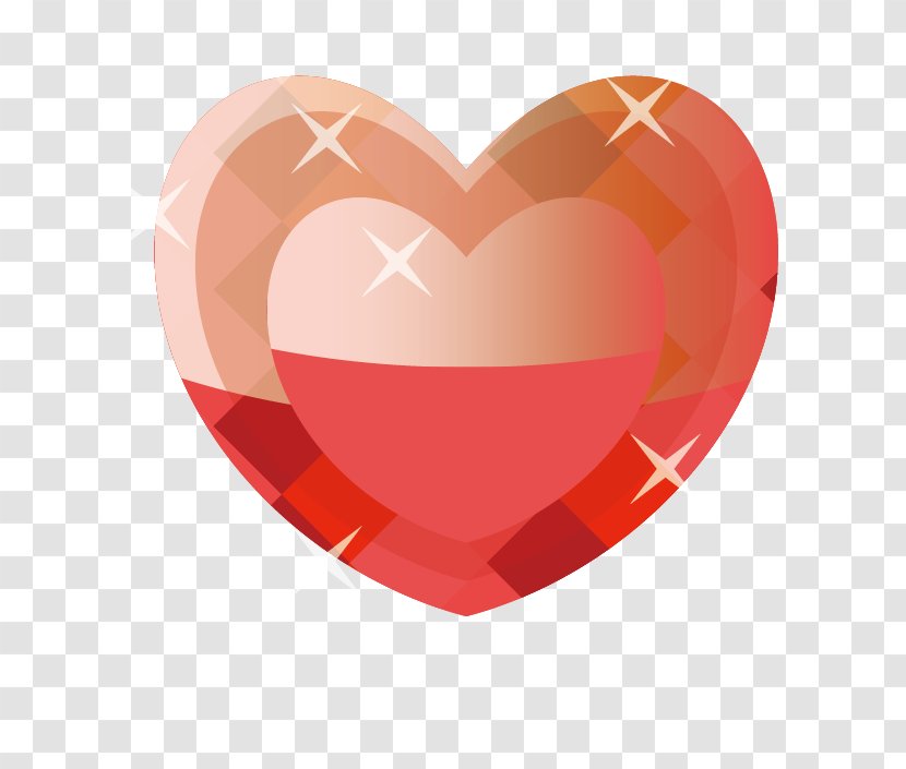 Red Heart - Flower - Vector Heart-shaped Diamond Flash Transparent PNG