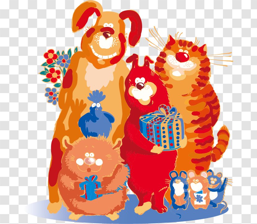 Dog Cat Drawing Cartoon - Television - A Happy Animal Transparent PNG