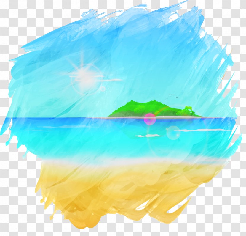Landscape Watercolor Painting - Sky - Vector Painted Island Transparent PNG