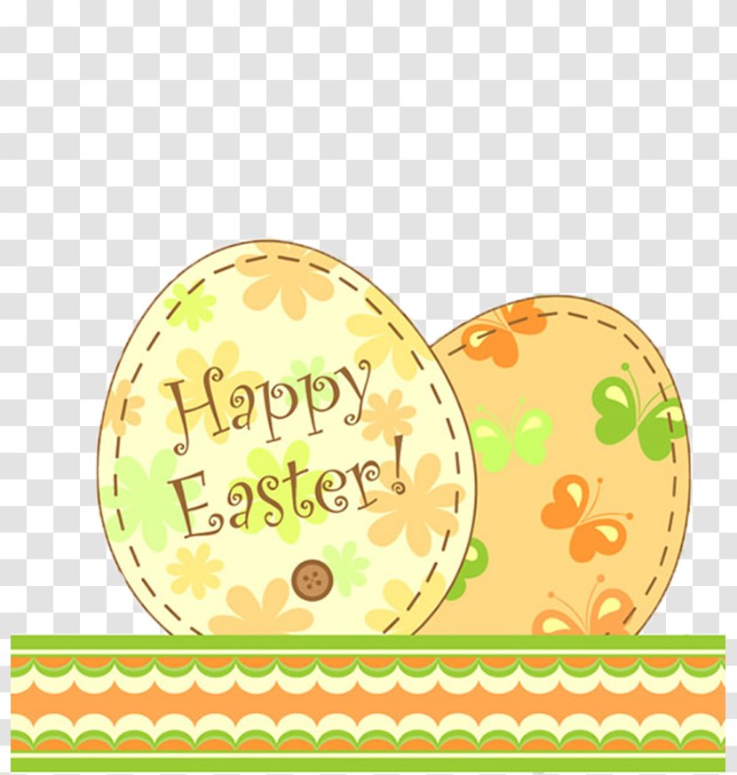 Easter Postcard Greeting Card Clip Art - Yellow - Egg Decoration Material Transparent PNG