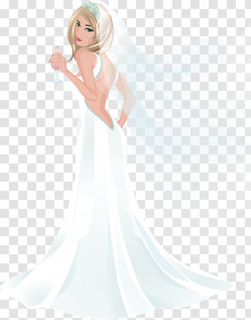 Wedding Dress Bride Illustration Invitation Transparent PNG