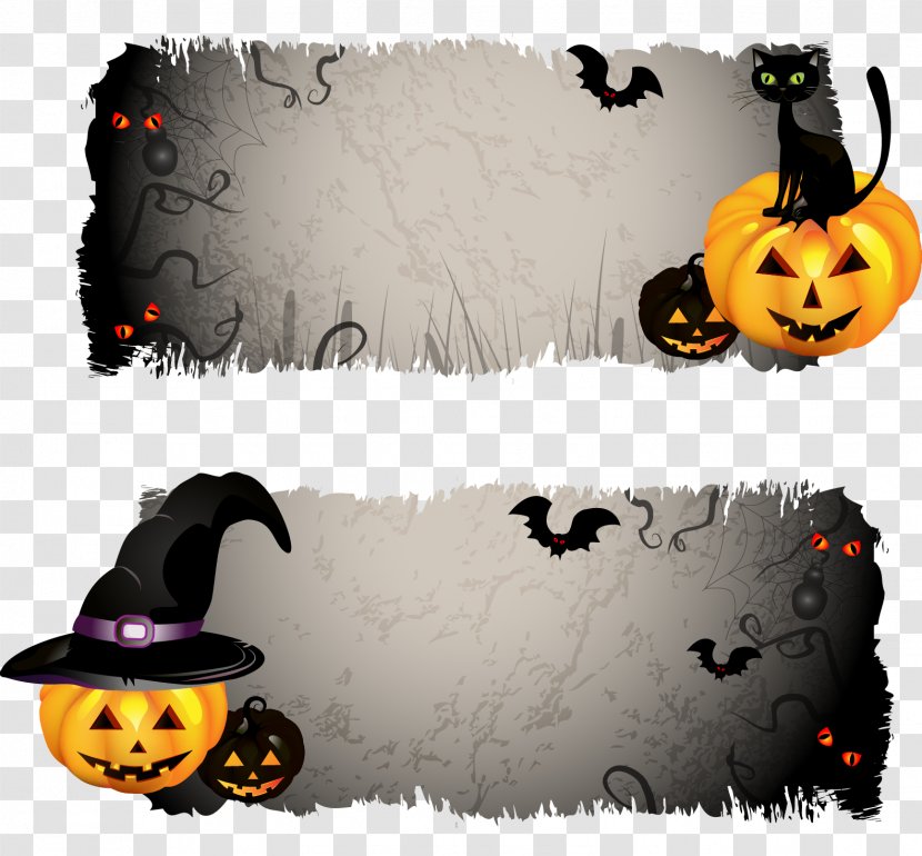 Halloween Banner Jack-o'-lantern Clip Art - Orange Transparent PNG