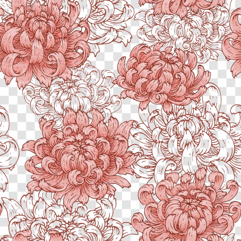 Pink Motif Pattern - Beautiful Chrysanthemum Transparent PNG