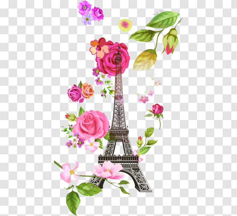 Eiffel Tower Flower Euclidean Vector - Flora - Floral Architectural Elements Transparent PNG