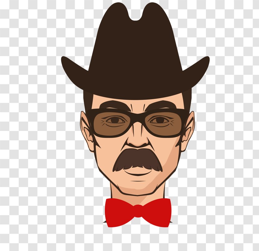 Cowboy Hat Fedora Illustration Moustache - Smile - Shrif Transparent PNG