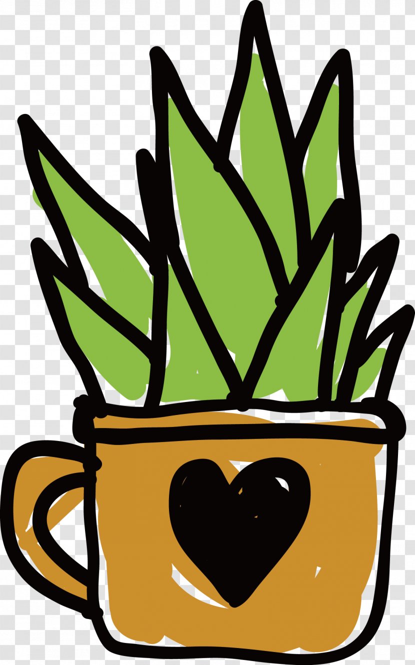 Clip Art - Artwork - Customized Love Water Cup Planted Cactus Transparent PNG