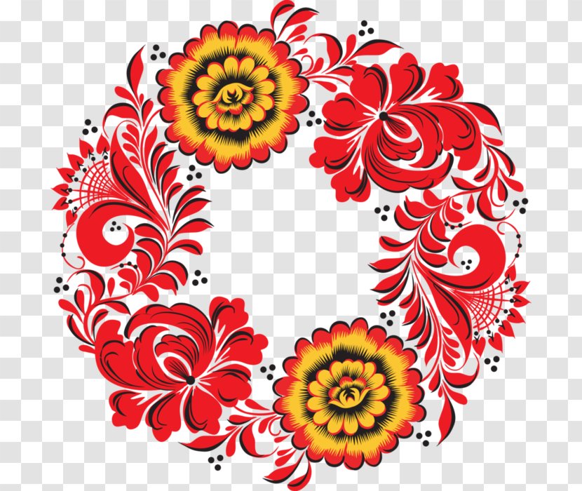 Russia Khokhloma Art Ornament Pattern - Flora - Folk Transparent PNG
