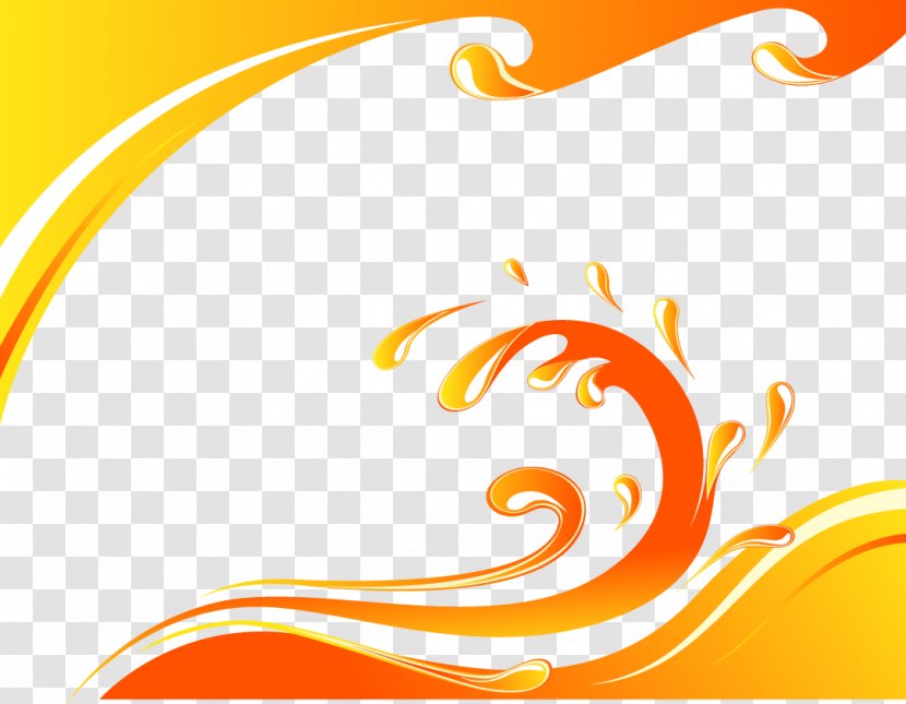 Orange Juice Splash Milk - Stock Photography - Fine Droplets Golden Border Transparent PNG