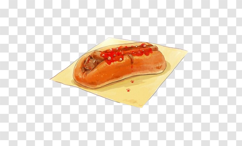 Hot Dog Cuisine Of The United States Cat Illustration - Tomato Flavor Hand Drawing Material Picture Transparent PNG