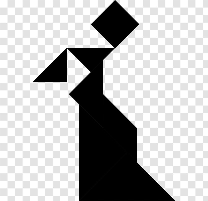 Tangram Puzzle Clip Art - Geometric Shapes Clipart Black And White Transparent PNG