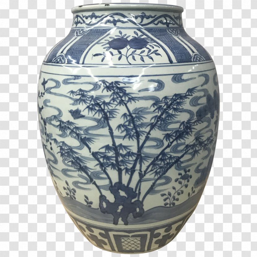 Vase Ceramic Blue And White Pottery Urn - Porcelain Transparent PNG