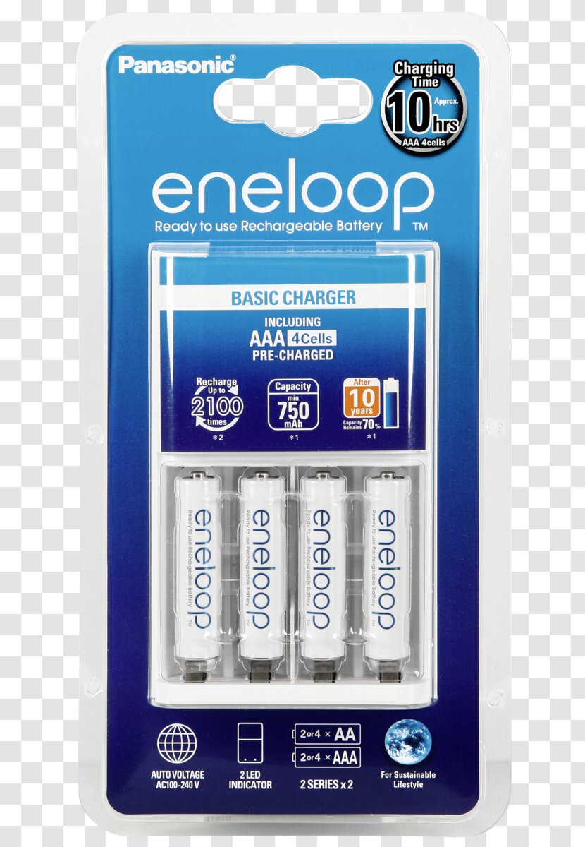 Battery Charger Eneloop Nickel–metal Hydride Rechargeable AAA - Aa - Lader Transparent PNG