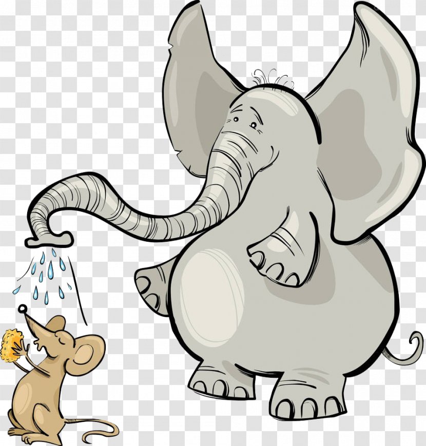 Elephant And Mouse Clip Art - Elephants Mammoths Transparent PNG