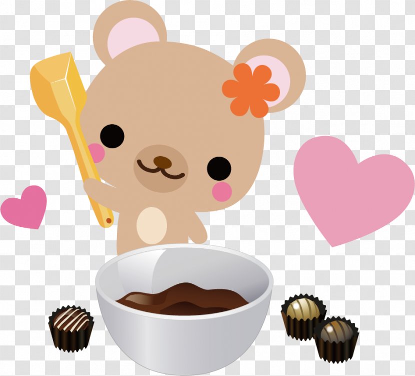 Chocolate Fountain Valentine's Day Bear - Carnivoran Transparent PNG