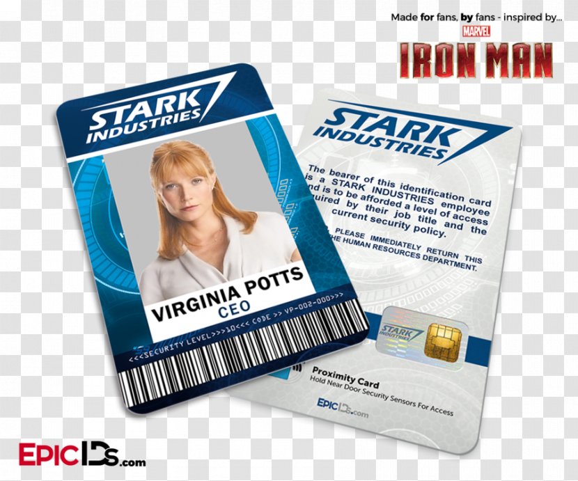 Pepper Potts Iron Man Stark Industries Business Cards Identity Document - Gwyneth Paltrow Transparent PNG