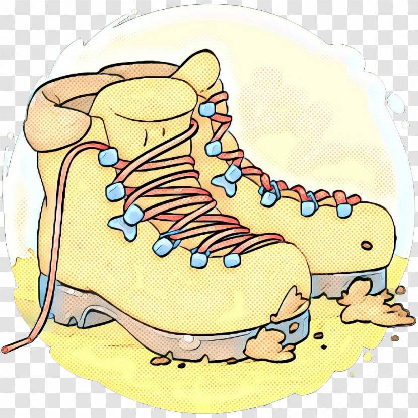 Footwear Clip Art Cartoon Shoe Yellow - Retro - Hiking Boot Roller Skating Transparent PNG