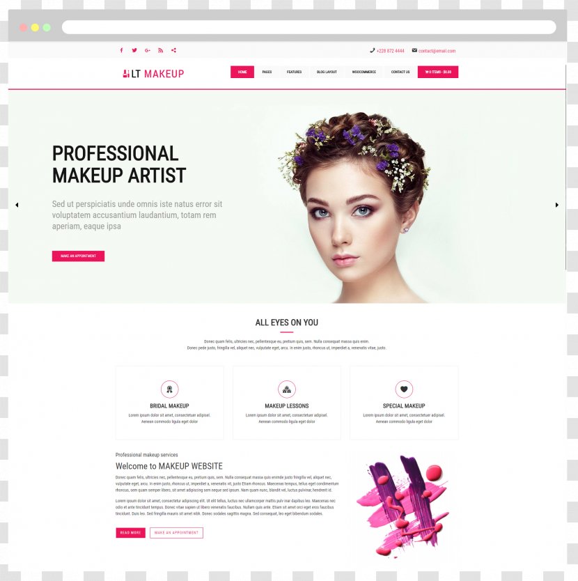 Responsive Web Design Beauty Make-up Artist Cosmetics WordPress - Skin - Posters Aesthetic Salons Transparent PNG