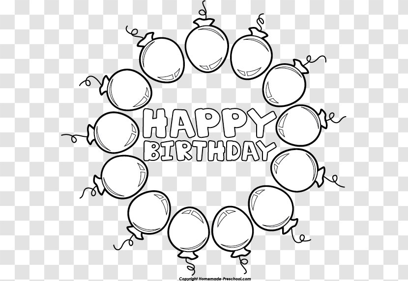 Line Art Balloon Clip - Area - Happy-birthday Template Transparent PNG