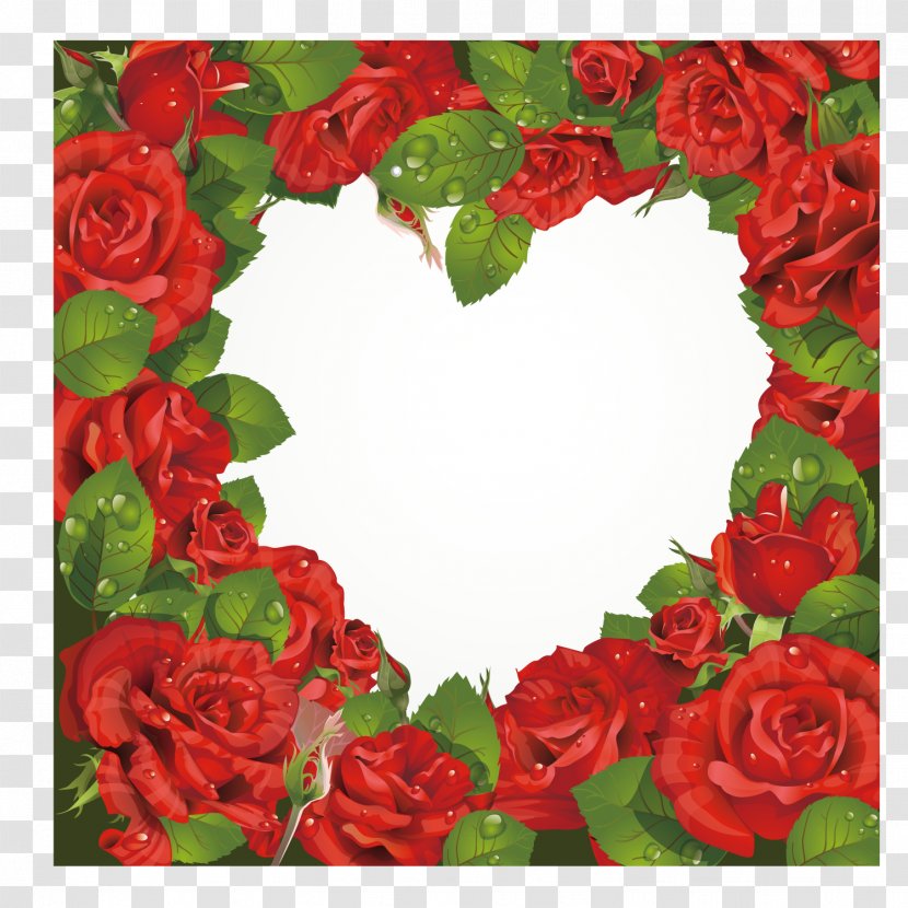 Valentine's Day Rose Red Clip Art - Cut Flowers - Decorative Frame Transparent PNG