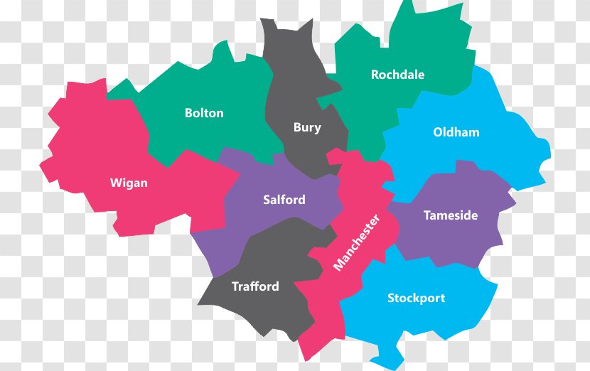 Greater Manchester Statutory City Region Bolton Map Image - World Transparent PNG