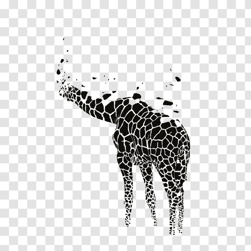 Barcelona Chair Graphic Design Poster - Monochrome Photography - Black And White Giraffe Transparent PNG