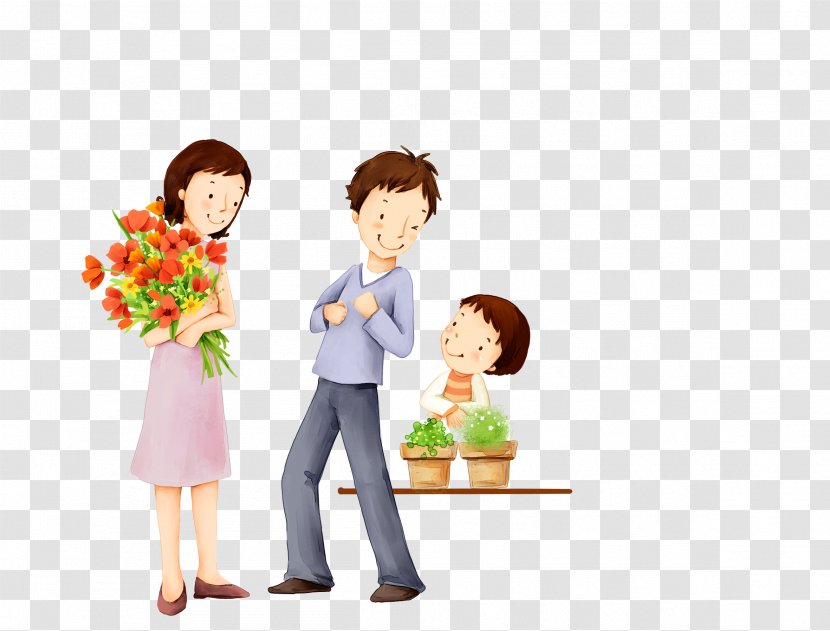 Family Happiness Child Cartoon Illustration - Heart Transparent PNG