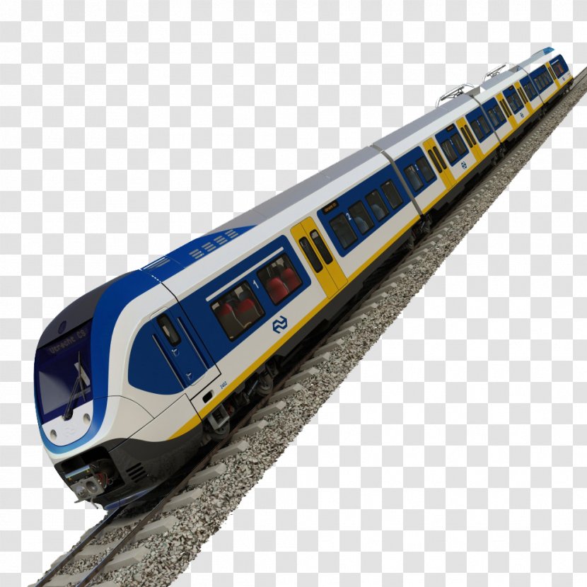 NS Sprinter Lighttrain Autodesk 3ds Max High-speed Rail TurboSquid - High Speed - Blue And Yellow Train Transparent PNG