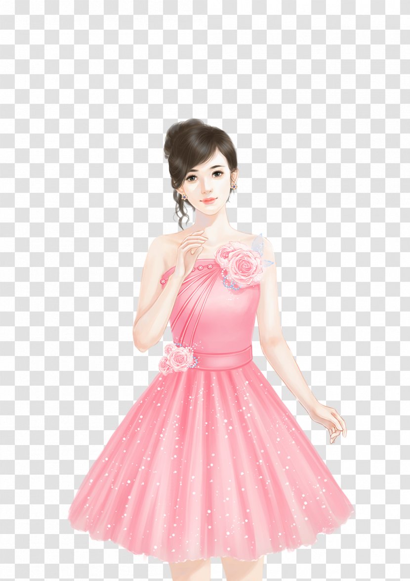 Marilyn Monroes Pink Dress Cocktail - Watercolor - Braided Hair Woman Transparent PNG