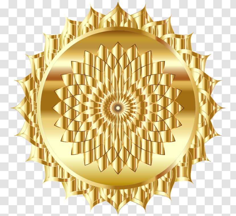 Mandala Symbol Clip Art - Golden Lime - GOLD LINE Transparent PNG