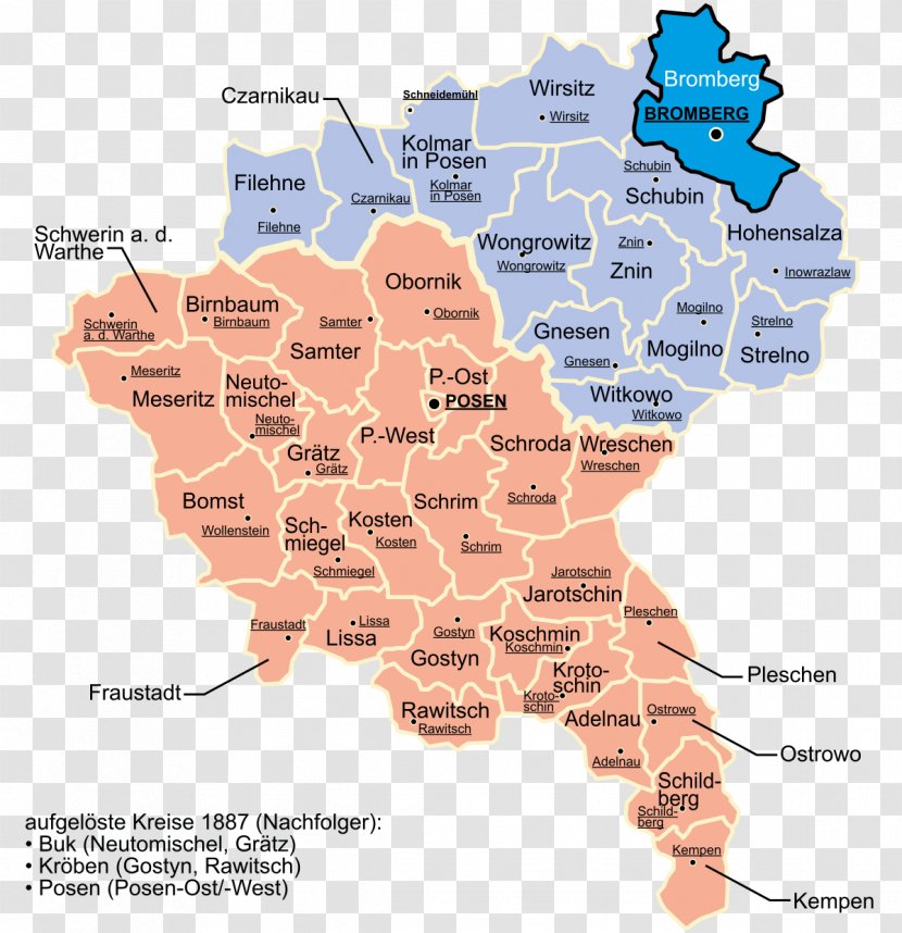 Province Of Posen Bromberg Kreis Hohensalza Gnesen Witkowo - Map Transparent PNG